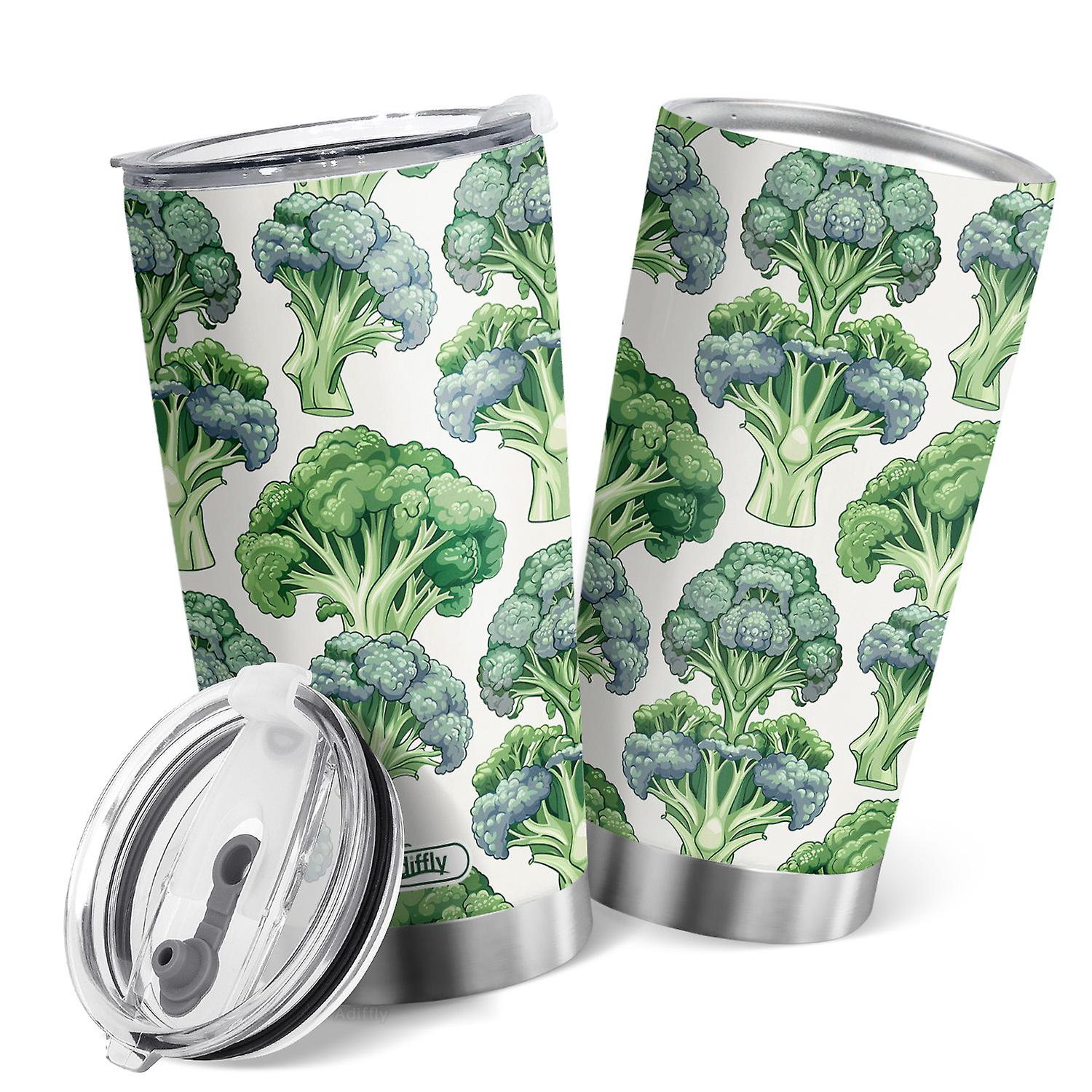 Oasisdream 20oz rozsdamentes acél pohár brokkoli design vákuumszigetelt vizes csésze otthonra