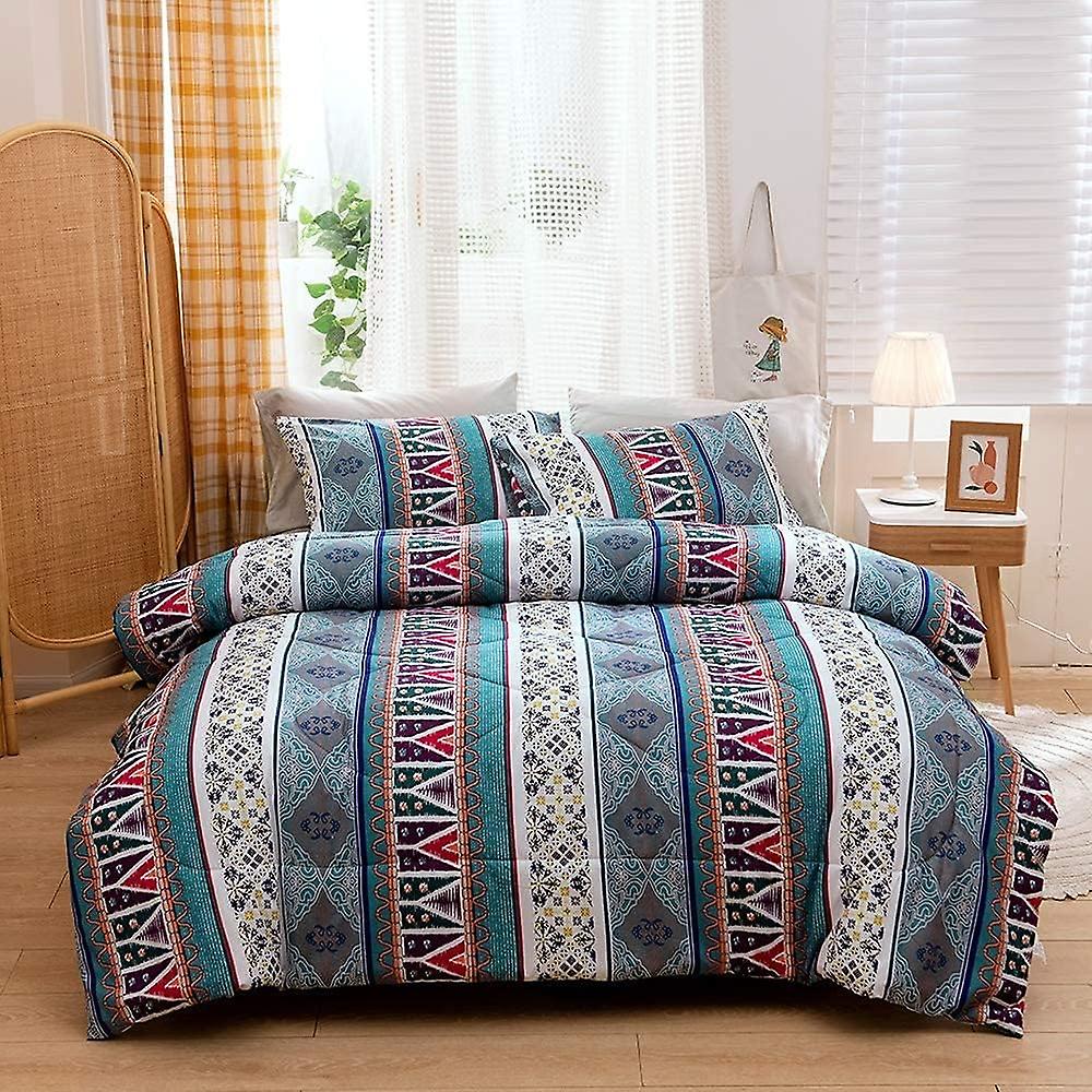 Kerota Boho Bedding Set for Women Men Bohemian Stripe Comforter Reversible Soft Teens Adults Bedroom