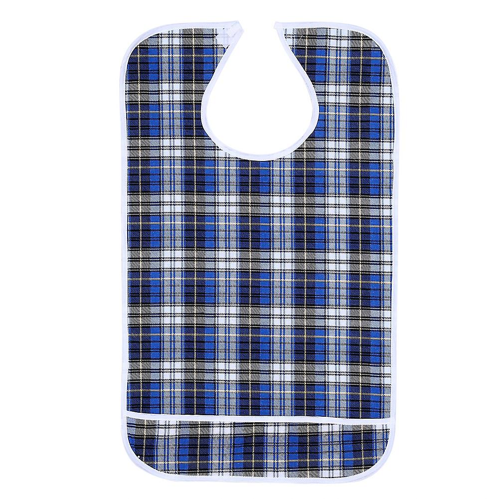 Adult Waterproof Mealtime Bib Double Layer Elder Dinning Clothes Protector Blue