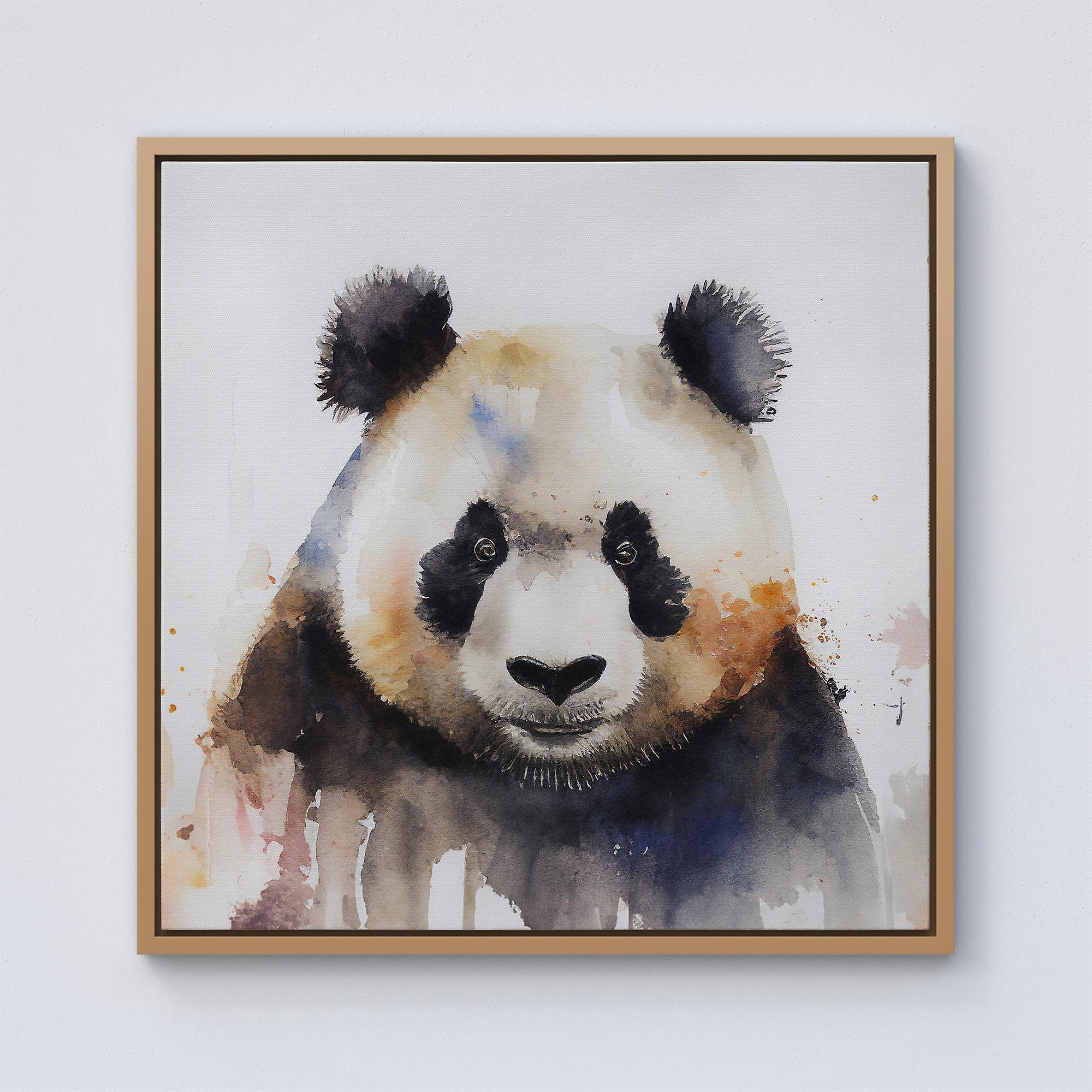Panda Watercolour Framed Canvas