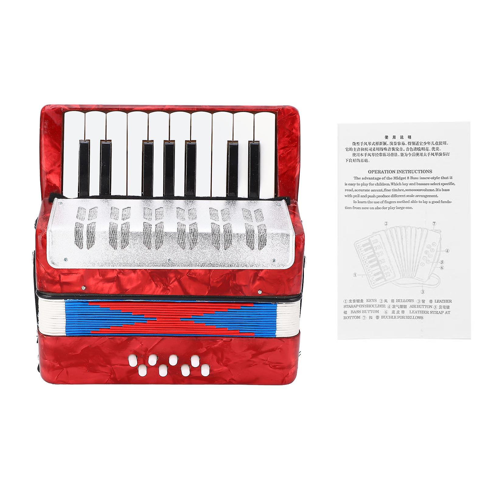 17 Key 8 Bass Piano Accordion Musical Instrument for Beginners Students (Red)