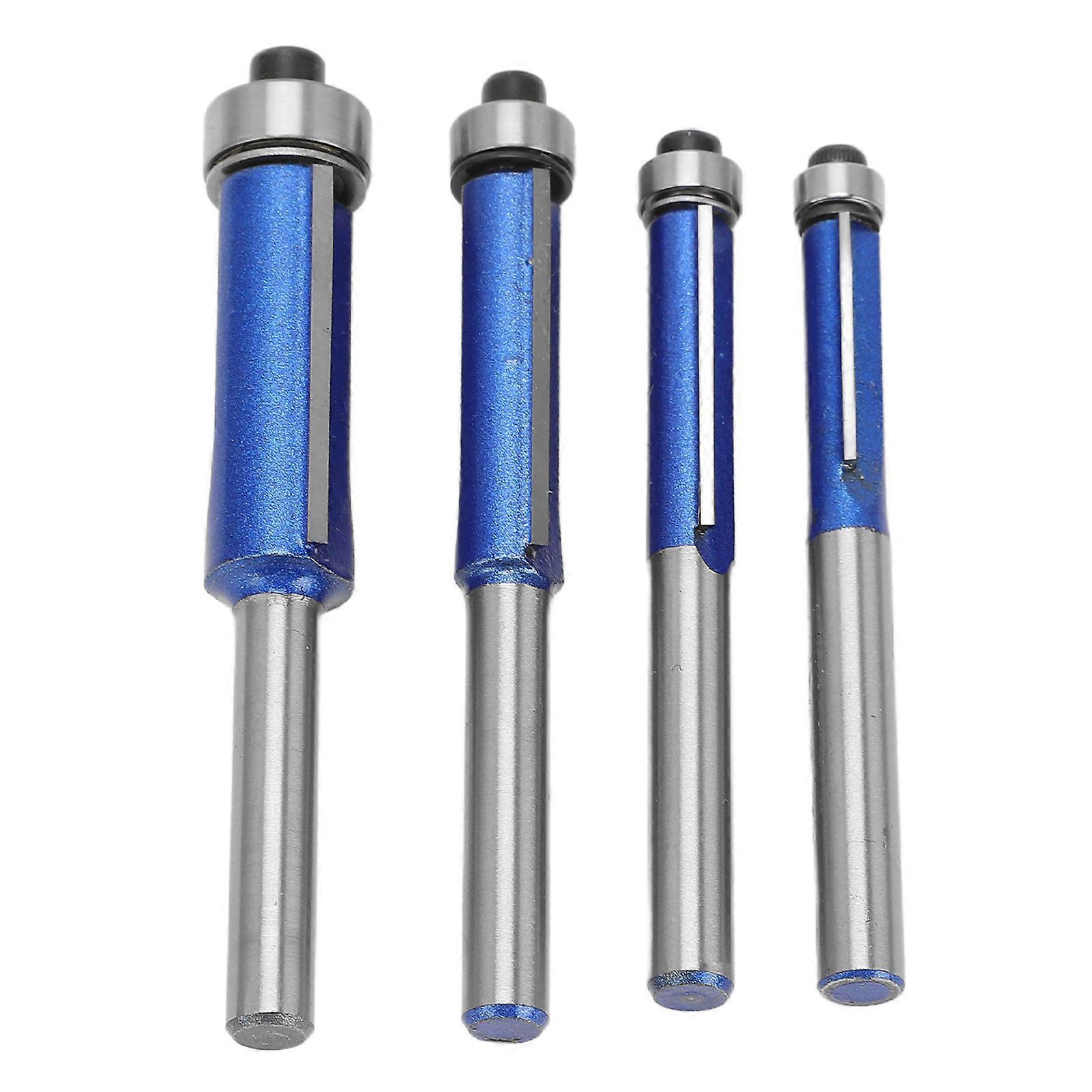 4Pcs Trim Bit Depth Adjustable Wear Resistance Strong Incisive Edge 1/4in Shank Router Bit