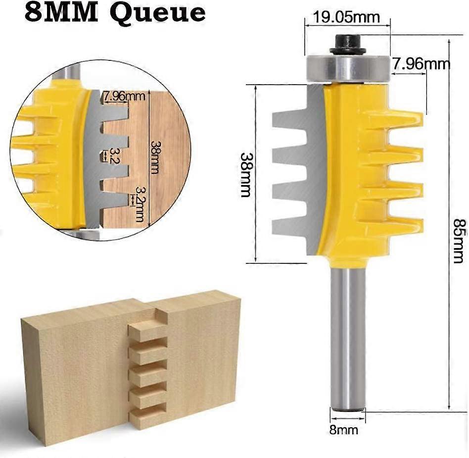 8mm Shank Tongue and Groove Router Drill Bit Rail Reversible Finger Joint Glue Router DIY Tool for Woodworking Milling Blade:3.27.96mm