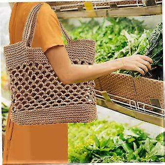 Borsa Spiaggia In Cotone Uncinetto Bohémien | Tracolla Intrecciata A Mano Con Tasca Interna | 38x16x30 Cm | Per Viaggi E Tempo Libero