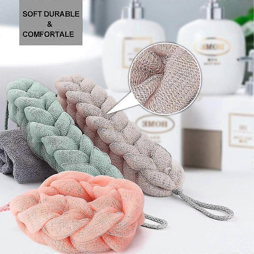(3pcs) Extendable Long Handled Back Sponge, Luffa Loofah Sponge, Braided Mesh Scrubber, Back Scrubbe