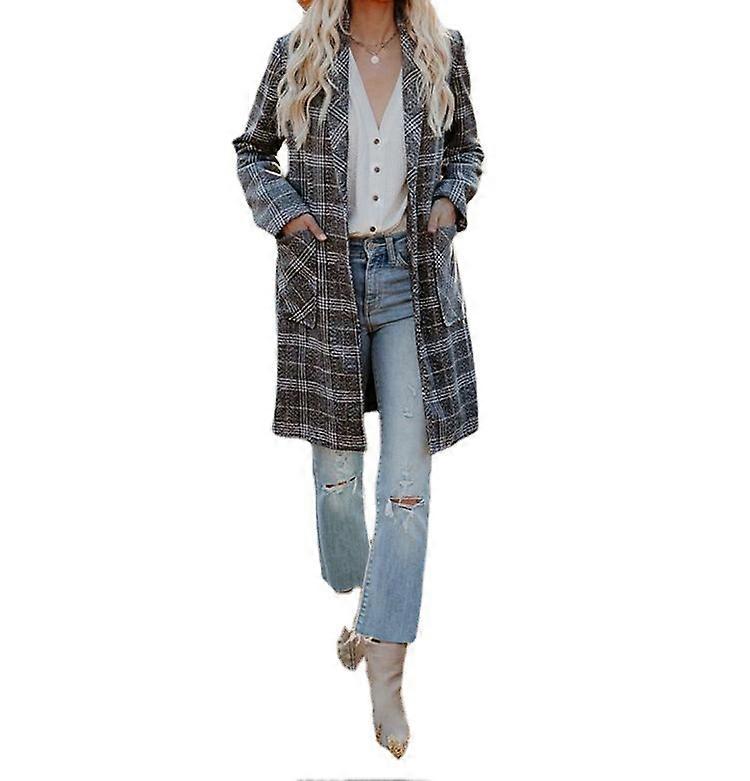 Longer Women's Coats Stylish Oversized Plaid