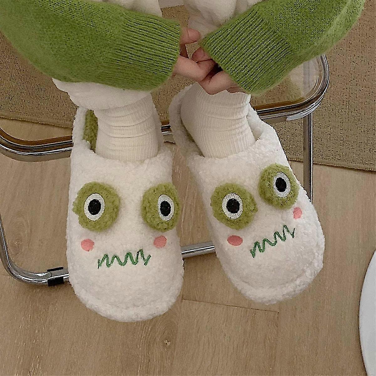 Cute Frog Baotou Slipper Fluffy Winter Warm Cartoon Animal