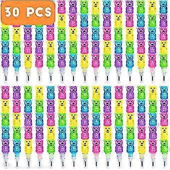 30pcs Stackable Plastic Pencils, Kids Bear Shaped Stacking Pencil