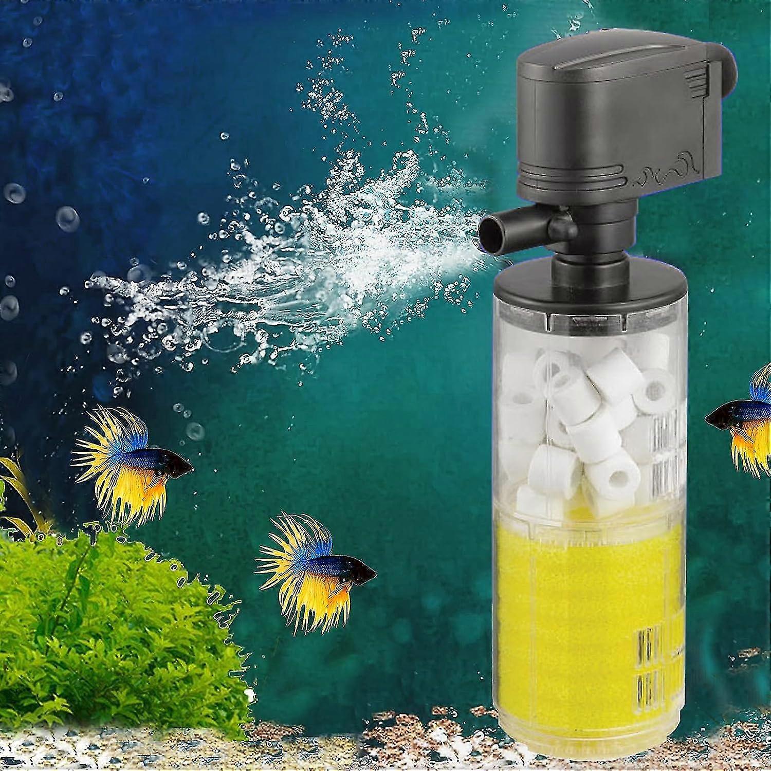 Akvaryum Balık Tankı Filtresi, 3'ü 1 Arada Dalgıç Akvaryum Filtre Pompası, Sessiz Dahili Dalgıç Filtre 1300 L / h Su Pompalı Akış Akvaryum Filtresi F
