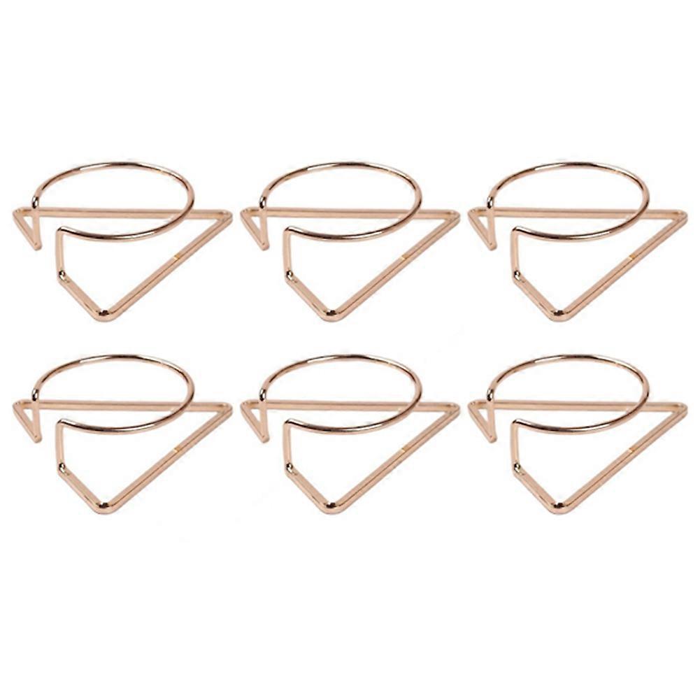 Golden High-End Triple-Cornered Nordic Style Napkin Buckle Napkin Rings Set of 6, Tableware Ornaments Napkin Ring