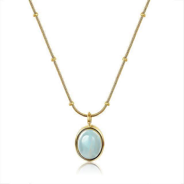 Oval Natural Necklace Pendant Simple Temperament Elegant Design Clavicle Chain