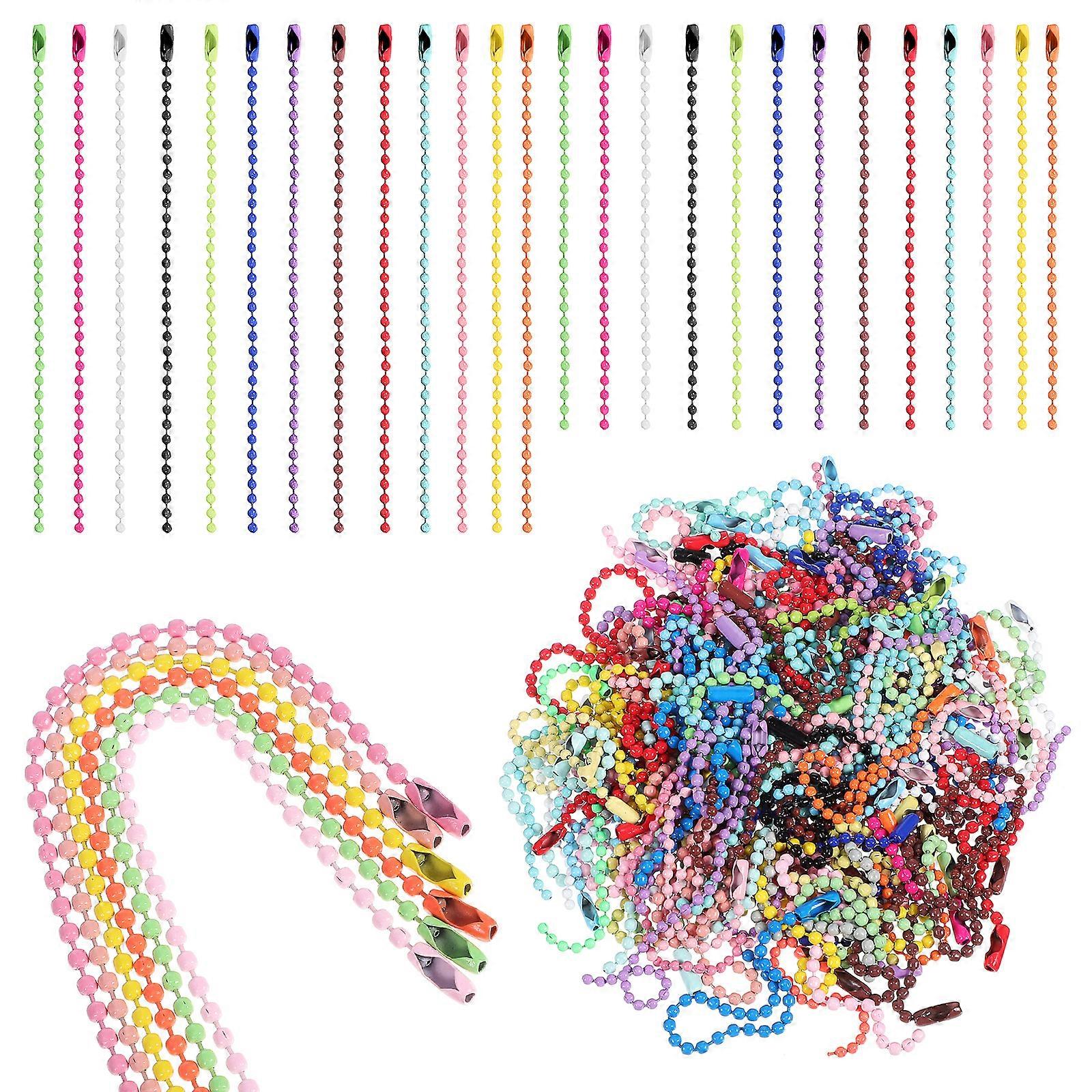 100pcs Beaded Chain Keychain Chains Ball Beads Hanging Chain Dog Tag Chains