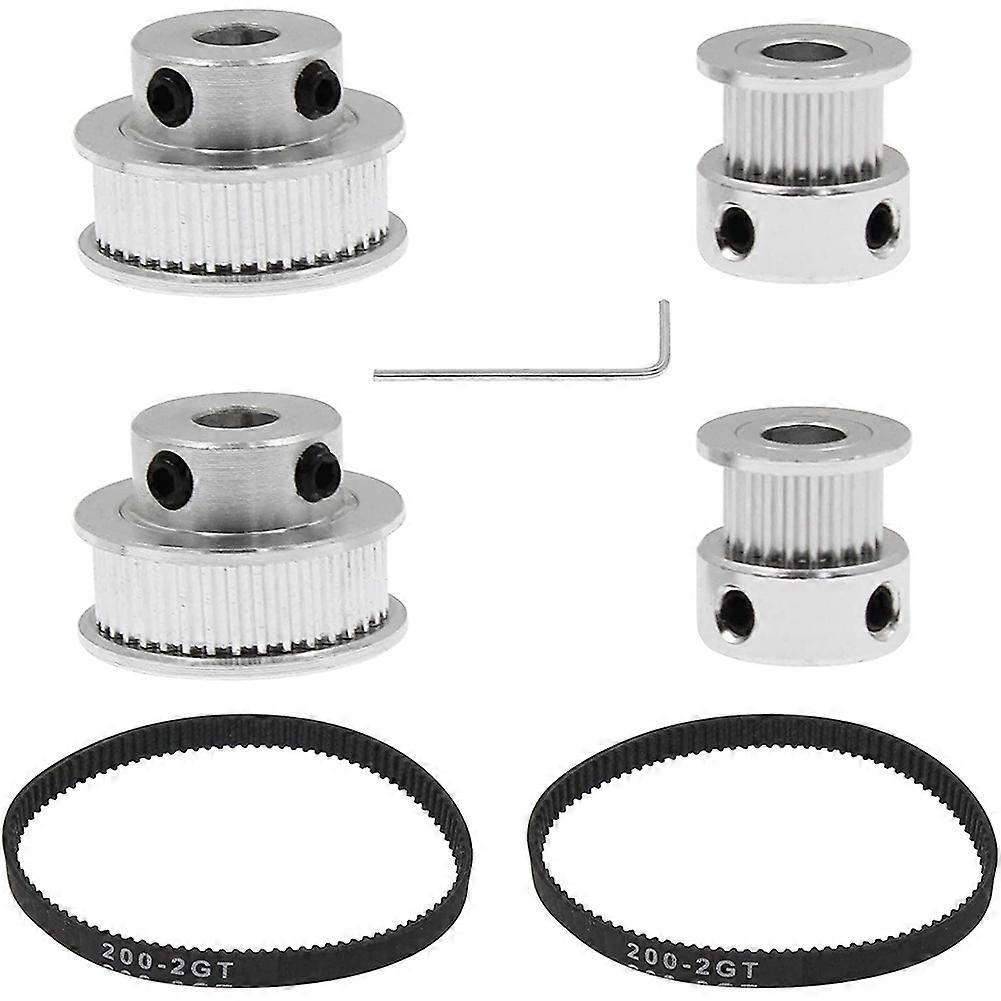 2 Sets GT2 Timing Belt Idler Pulley Aluminum Synchronous Wheel Kit for 3D Printer CNC Mechanical Dr