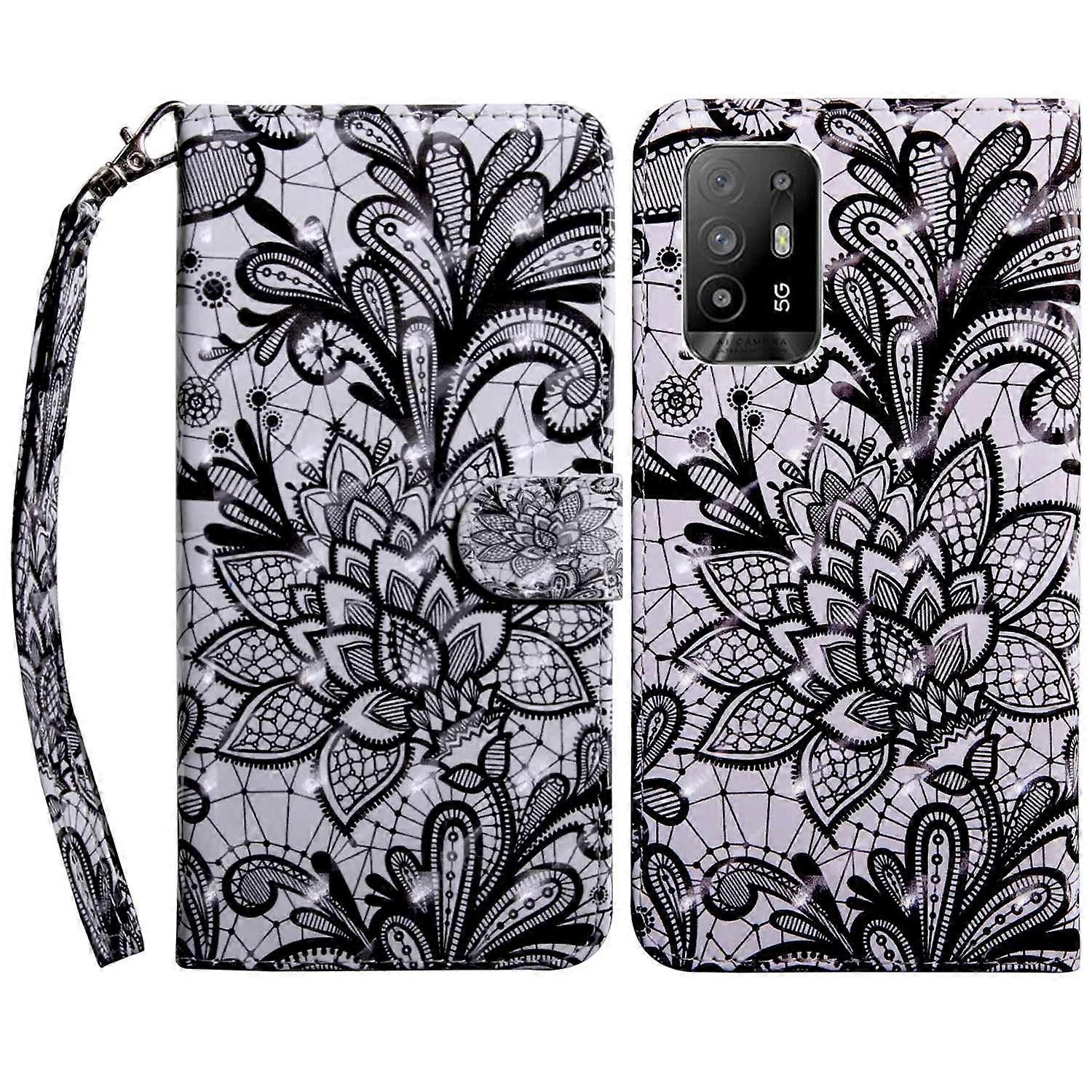 For Oppo A94 5G/A95 5G Protective Case Anti-drop Pattern Printing Phone Shell PU Leather Stand Cover with Wallet