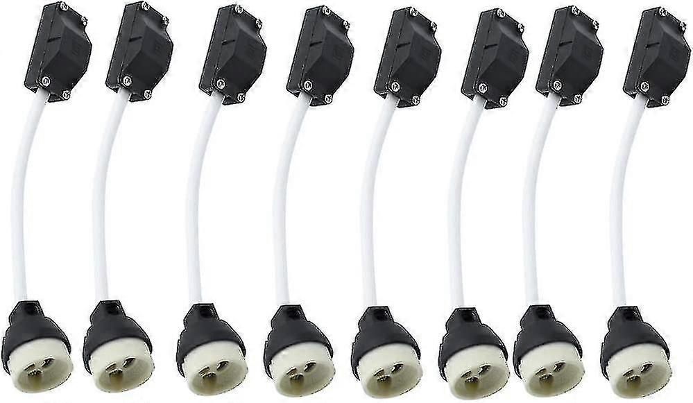 8 Pieces Ceramic Gu10 Lampholders With Cable Connector 2a 250v Gu10 Lamp Holder Socket Base Adapter With Insulated Cable