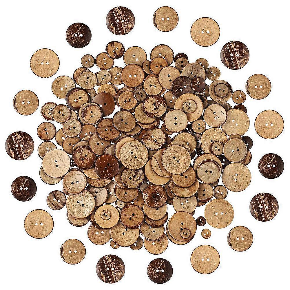 200Pcs Natural Coconut Shell Round Buttons - DIY Handmade Decor Craft Scrapbooking Clothes Sewing S
