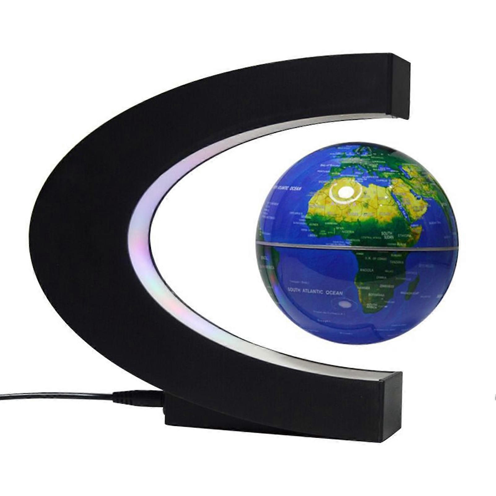 3 Inch Magnetic Levitation Floating Globe World Map Globe with C Shape Base LED Lights for Teaching Home Office Desk Decoration