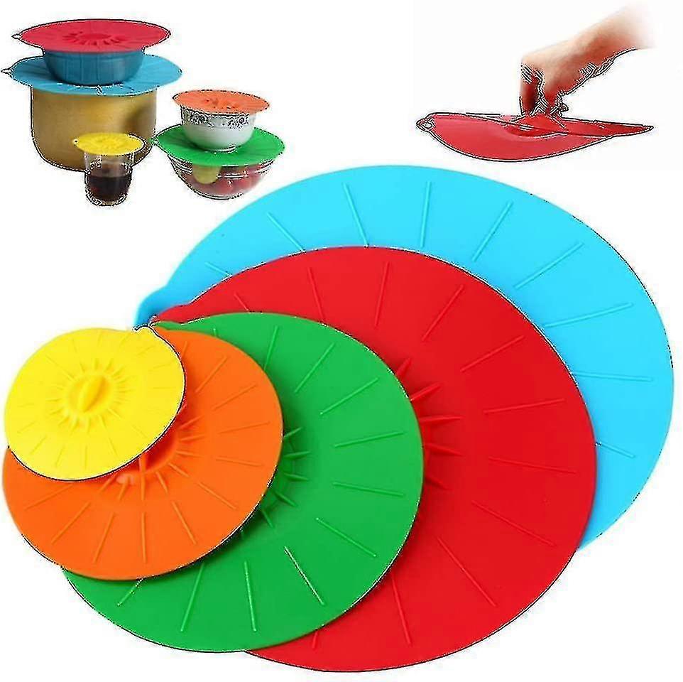5 Pieces Different Sizes Silicone Lid Silicone Suction Cup Lids Set Soft Durable, For Bowl