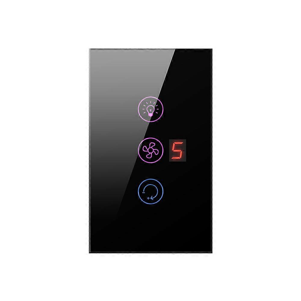 Tuya WiFi Intelligent Touched Screen Fan Light Switch Speed Adjustable Fan Light Switch Mobilephone Voice Control Fan Light Switch Compatible with Ale