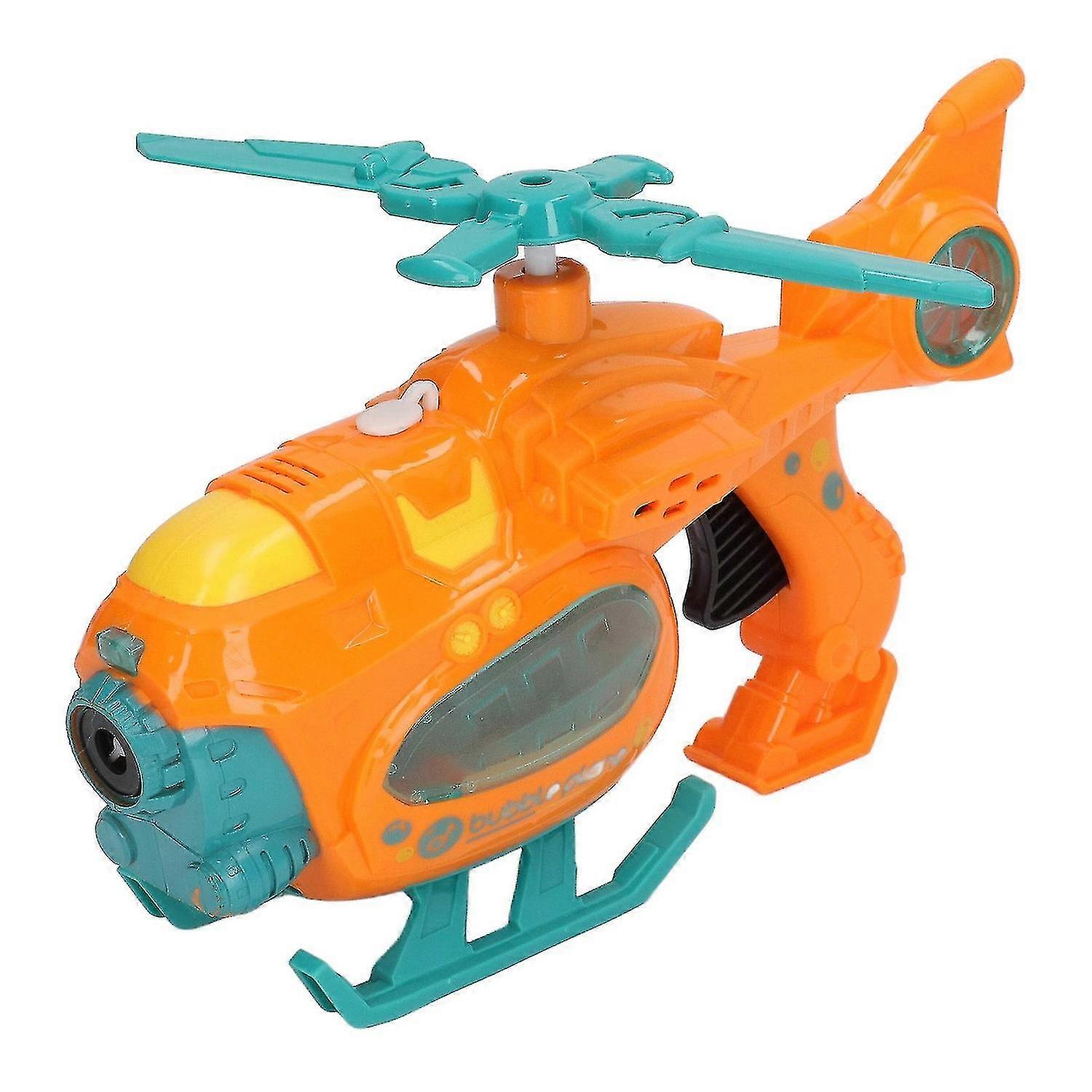 Bubble Blowing Toy Helicopter Shape Sound Light Battery Powered Automatic Bubble Making Toy Orange-Good