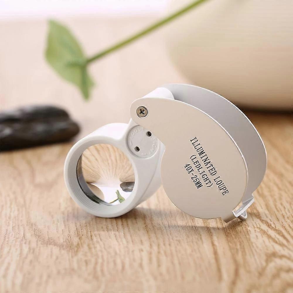 ZK-40X Portable Folding Magnifier Magnifier with Lighted Magnifier Mini Jewelry Coin Stamp Antique Gift Check