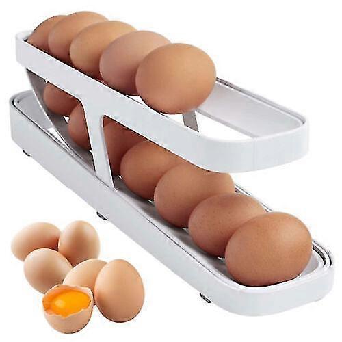 Refrigerator Egg Dispenser Auto Rolling Egg Holder 2 Tier