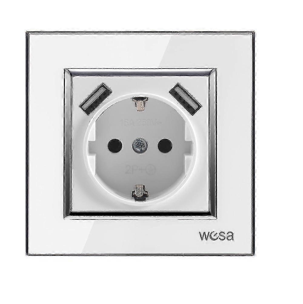 Power outlets sockets double usb wall socket with acrylic frame