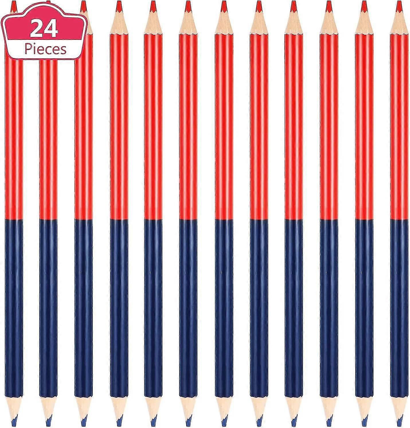 24 Pack Checking Pencils Red And Blue Erasable Pencils Pre-sharpened For Checking Map Coloring Tests Grading Hs