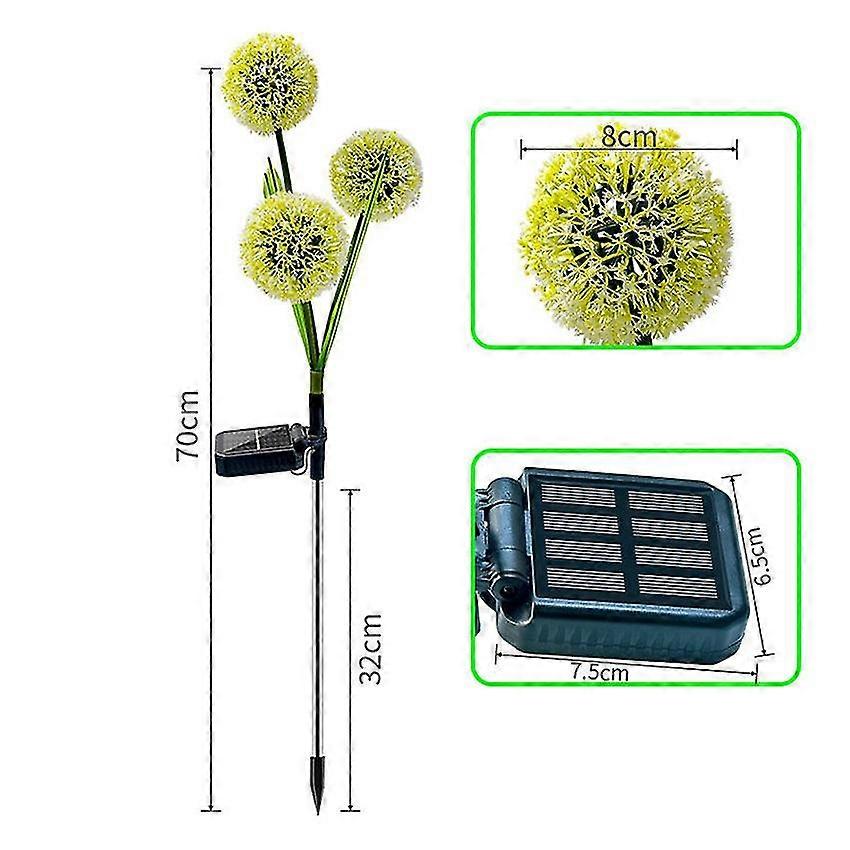Solar Dandelion Lamp Three-headed Garden Simulation Dandelion Flower Onion Ball Ground Plug