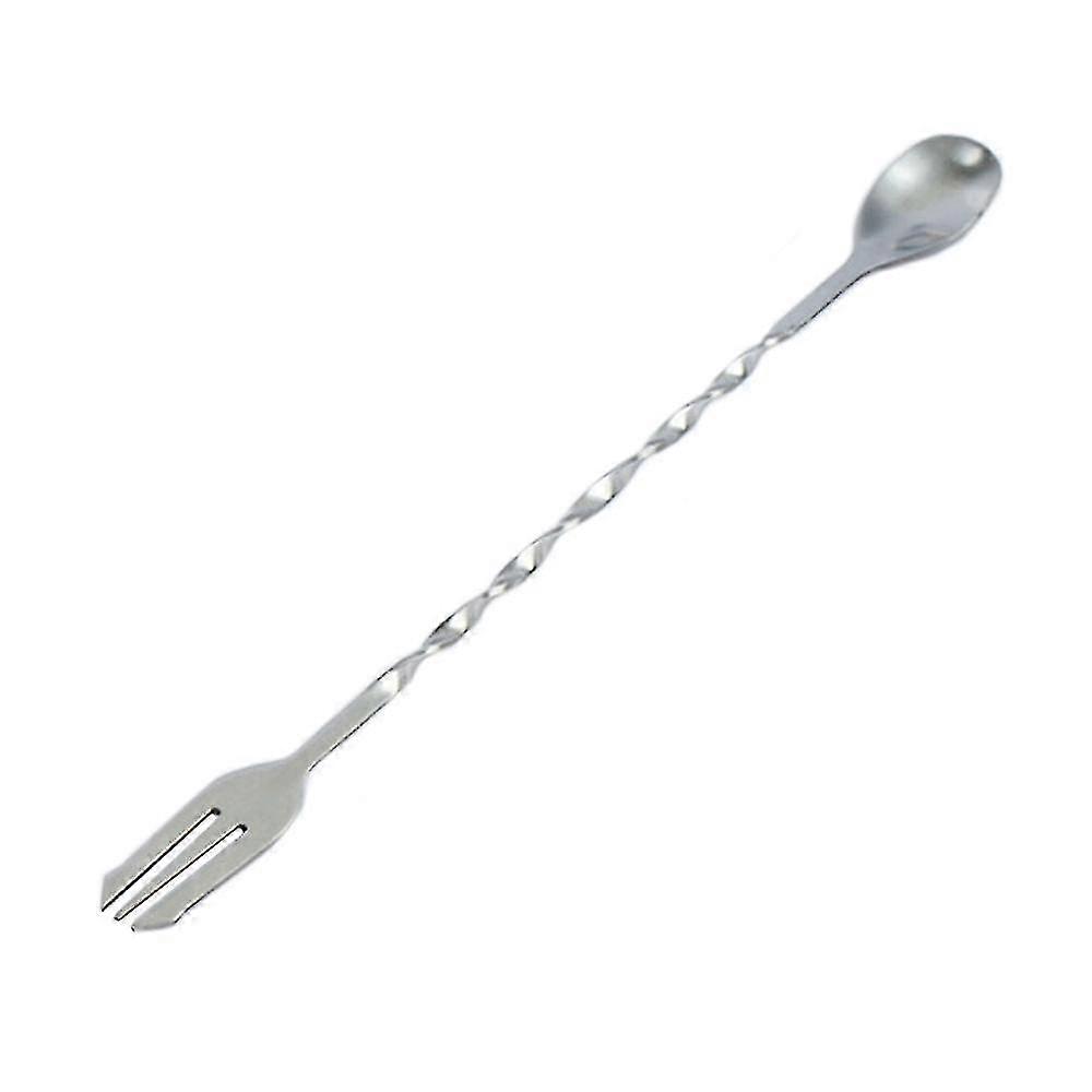 10pcs Stainless Steel Double-sided Nonmagnetic Bartender Spoon Fork 12 Inch