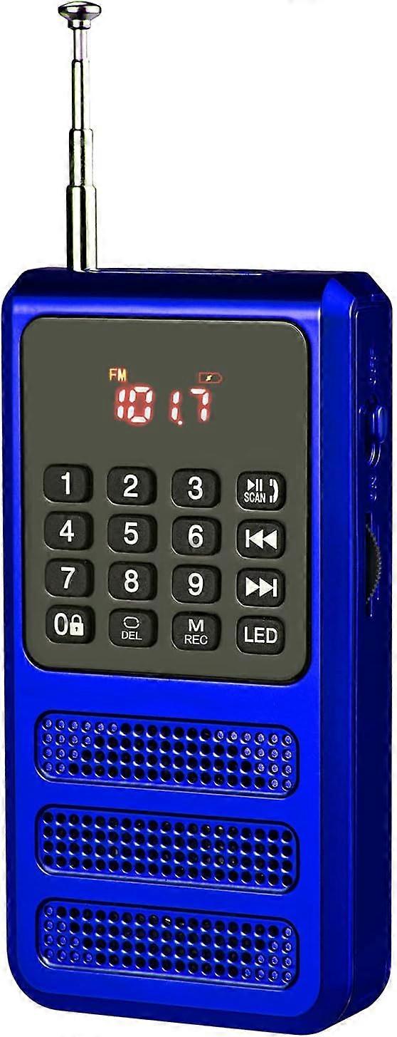 Mini FM Bluetooth Radio Portable,Pocket Walkman Radio with Voice Recorder,SD Card MP3 Player,Recharg