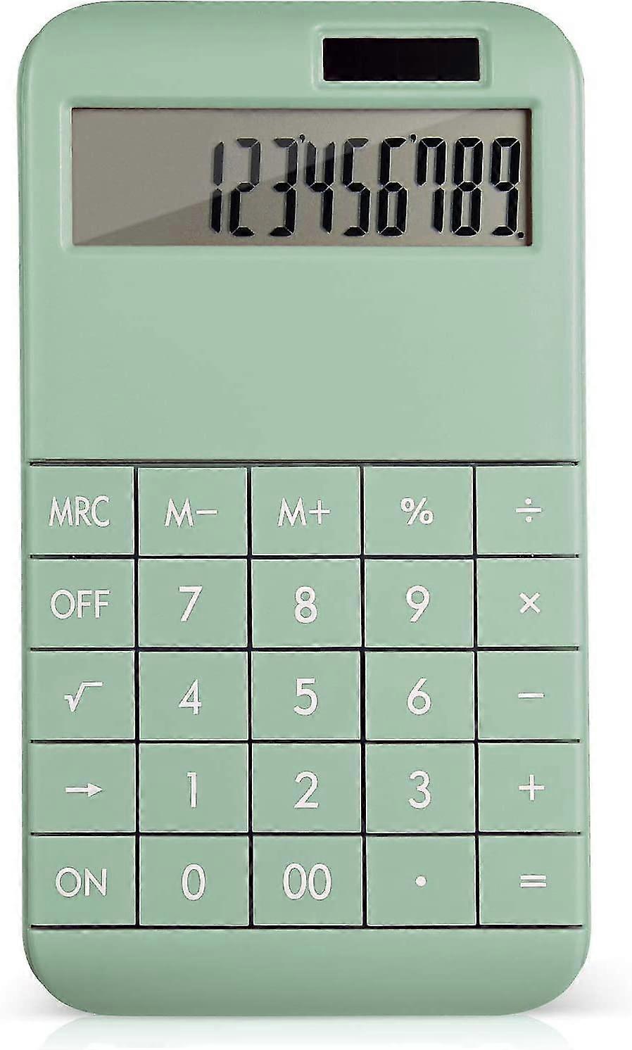 Desktop Calculator Standard Function,12 Digit Lcd Large Screen And Big Key,battery/solar Powered - Green