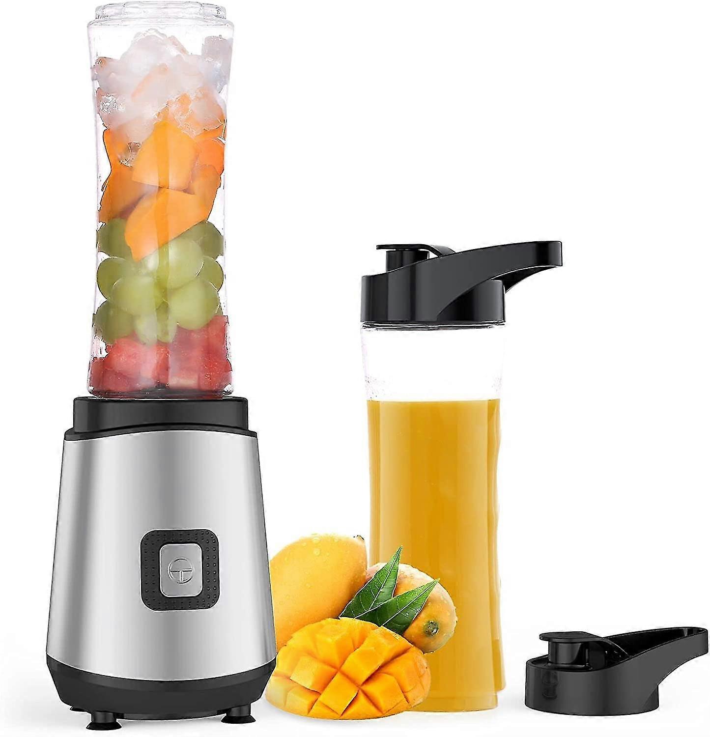 400w Mini Blender Smoothie Maker,with 2 Portable 600ml Bottles Bpa Free,shake Mixer,25.000 Rpm,silver
