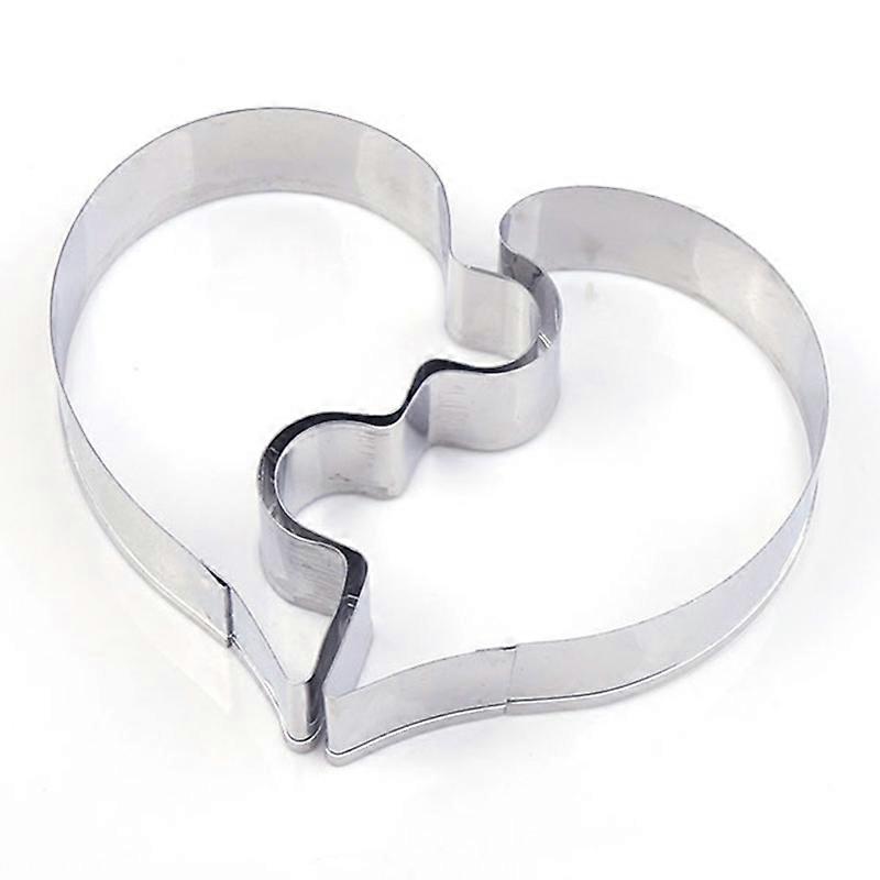2Pcs Heart Puzzle Cookie Mould Stainless Steel Fondant Cake Cutter Baking Tool KAESI KAESI