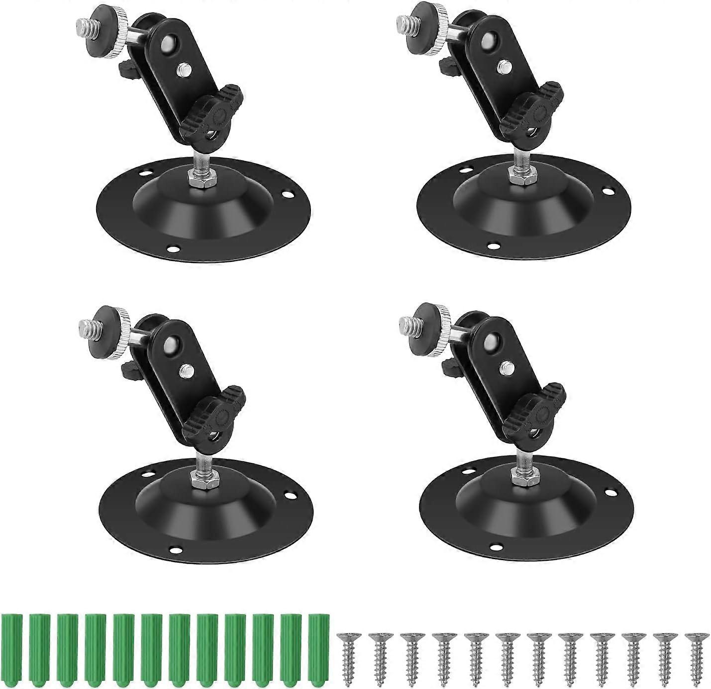 Camera Mount, 4 Pieces Indoor Outdoor Camera Wall Mount Bracket, Black 360 Degree Adjustable Camera Wall Mount