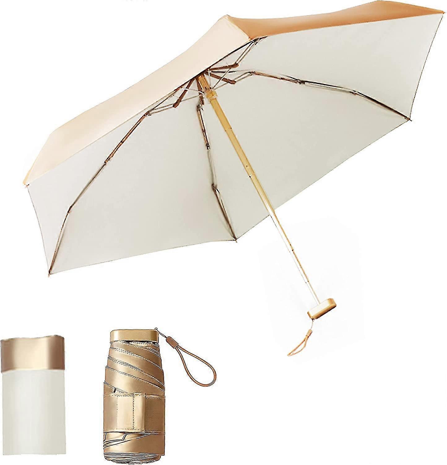 Mini Gold Folding Umbrella With Uv Protection, Sun Protection Outdoor Uv Umbrella Stormpro Gift