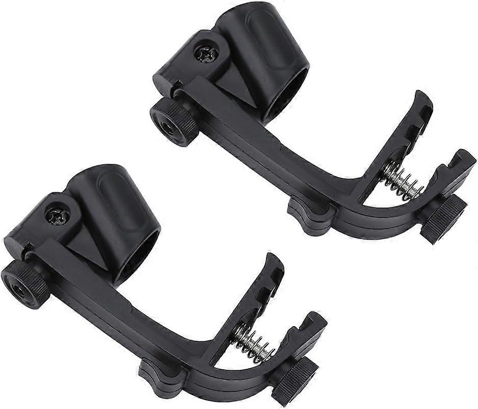 Pair of Mic Holder Stands Microphone Clips Black Plastic Adjustable Microphone Clamp for Drum Percussion Instrument