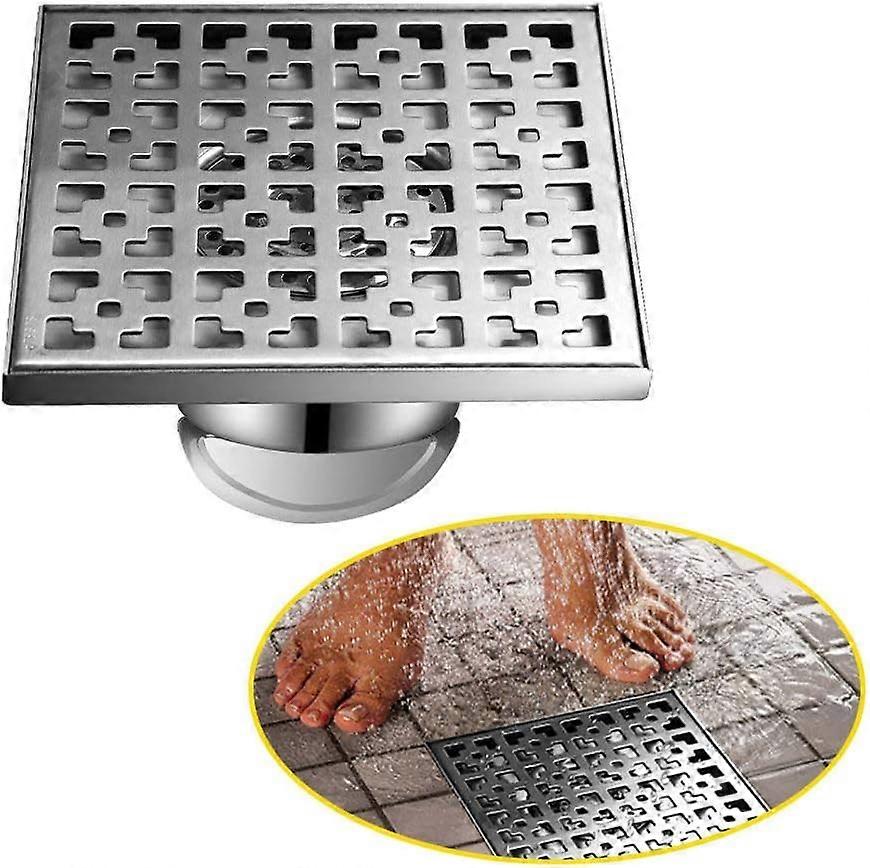 Floor drain and shower drain, floor drain, drain and hair filter, silver - 20*20cm