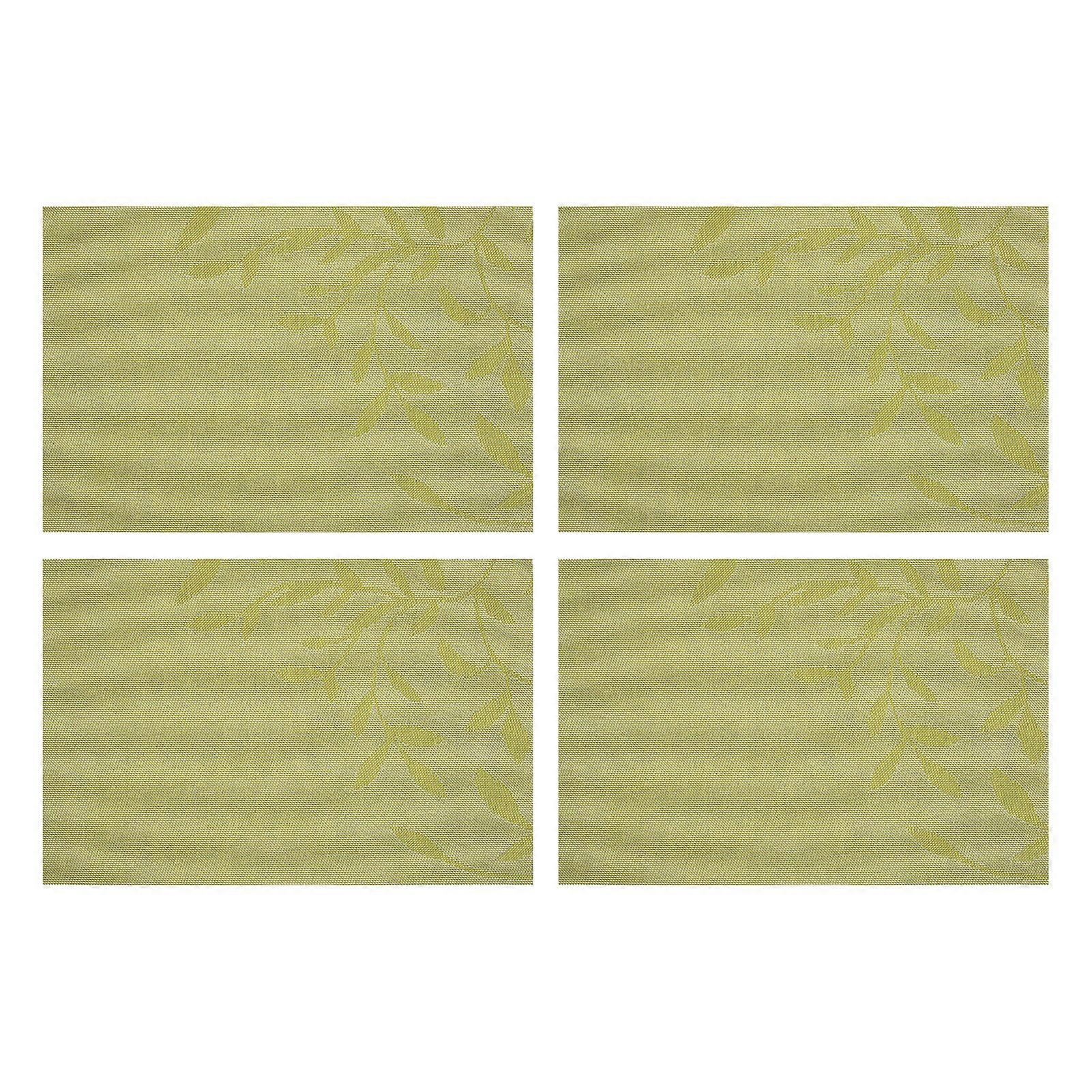 4 Pcs Table Placemat Non-Slip Heat Resistant Table Mats European Style Leaf Pattern Washable Placemat for Home Hotel Restaurant