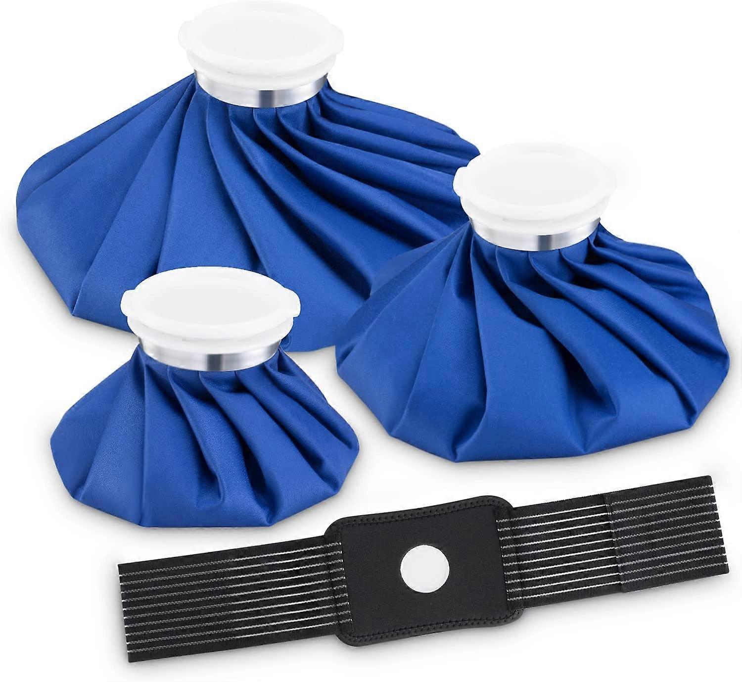 Ispåsepaket för skador Återanvändbara, påfyllningsbara 3 ispåsar (6"/9"/11") ispåsar med resår 1 andningsbar omslag, varm och kall terapi och smärtlindring för