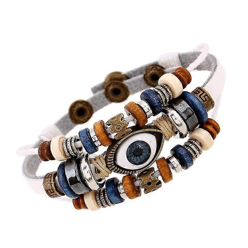 Bracelet en cuir de vache avec perles et œillets, bijou tendance pour couple