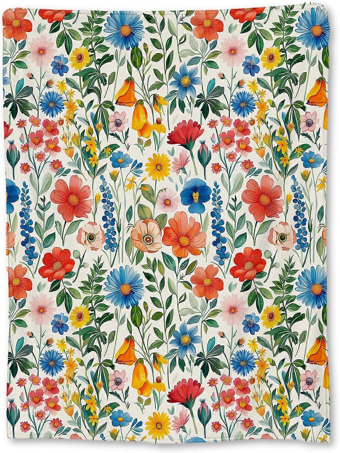 بطانية زهرة برية نابضة بالحياة | ناعمة دافئة غامضة خفيفة الوزن من الفانيلا رمي الأزهار الملونة للأريكة والسرير والسفر وديكور المنزل والهواء الطلق والبطانيات المريحة ل