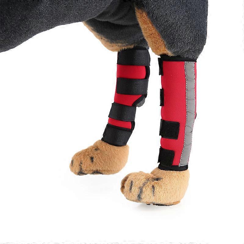 MIMIGO Strip-Pair Dog Rear Leg Brace Canine Rear Hock Joint Support with Safety Reflective Straps for Joint Injury and Sprain Protection, Wound Healin