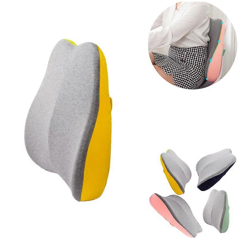 Seat Cushion Memory Foam Lumbar Support Cushion Backrest Home Car Office Seat BackrestYellow