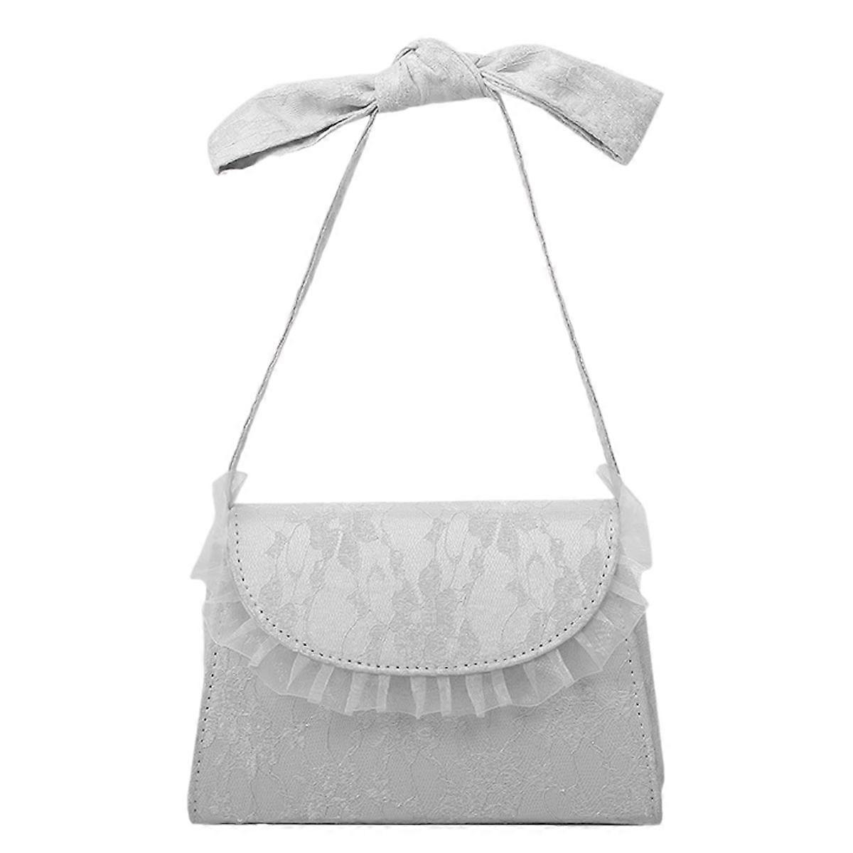 Ladies Messenger väska, axelremsväska spets handväska retro rosett väska