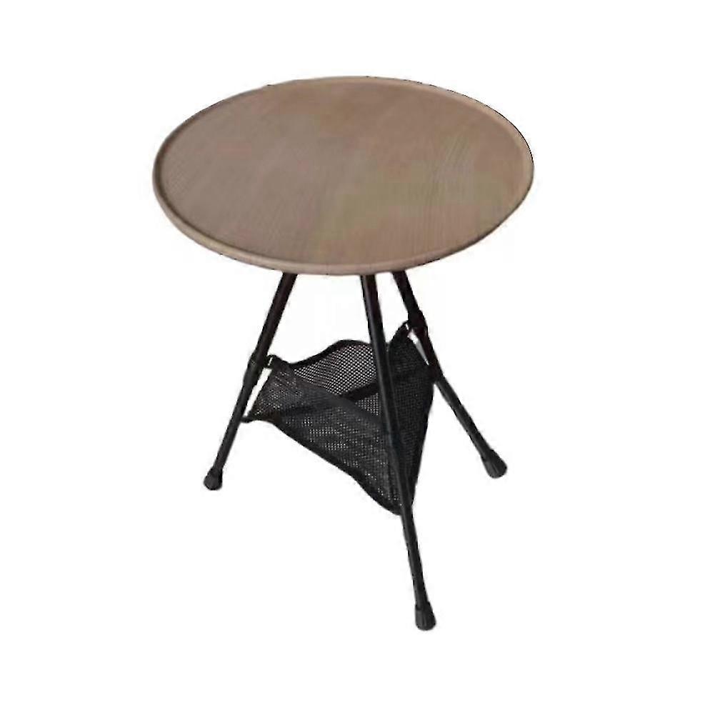 Folding Round Table Outdoor Three-legged Dining Table Portable Picnic Liftable Table,brown