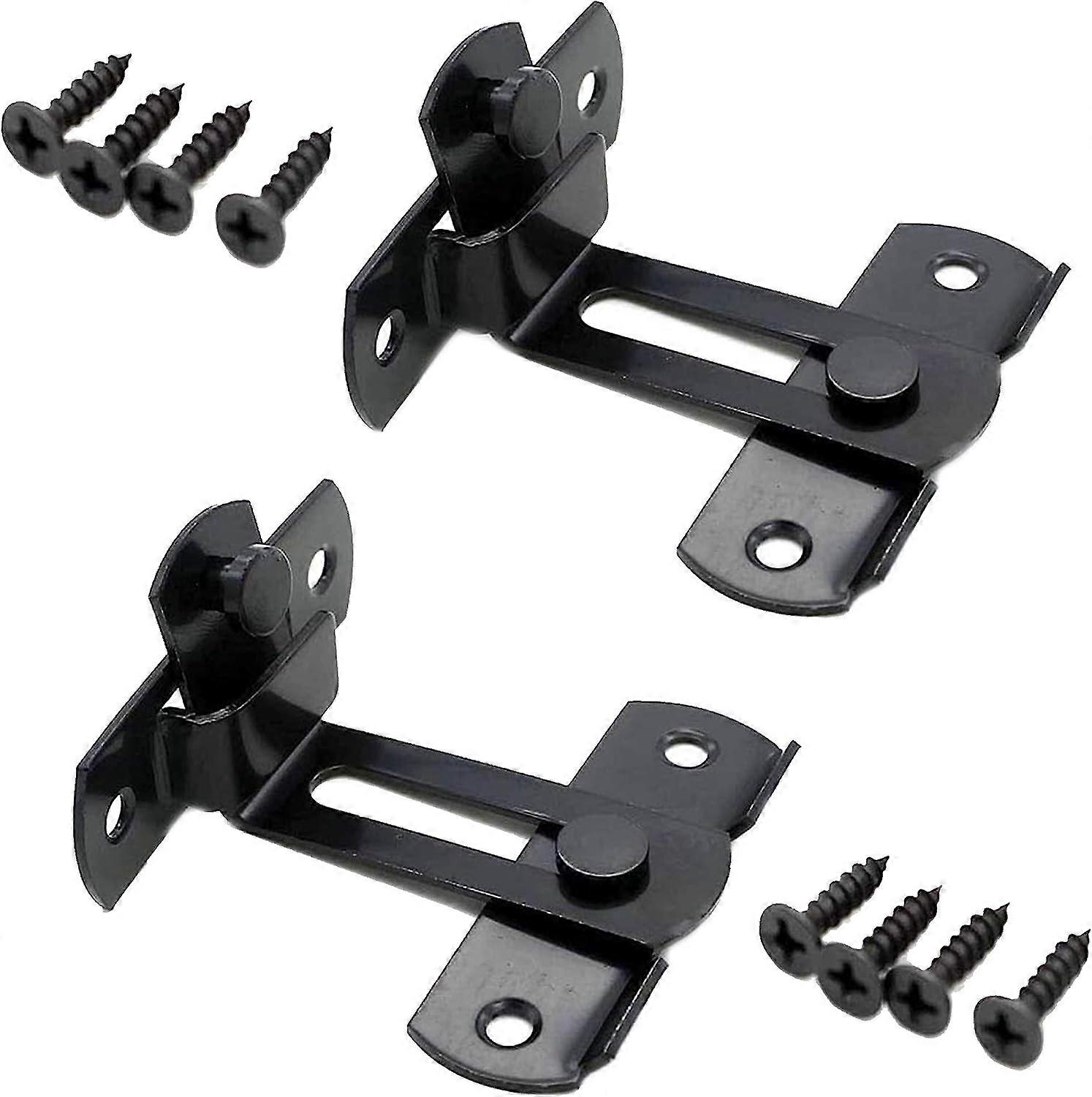 2 Pieces 90 Degree Angled Door Latch Hasp Stainless Steel with Screw Right Angle Door Lock for Sliding Door with Screw Lock Lever Bolts for Sliding Do