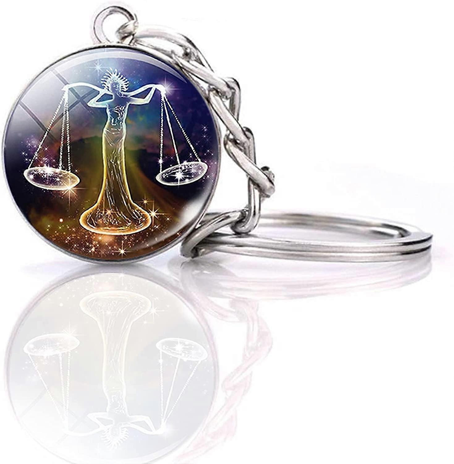 Zodiac 12 Constellations Charm Luminous Crystal Ball Pendant Key chain