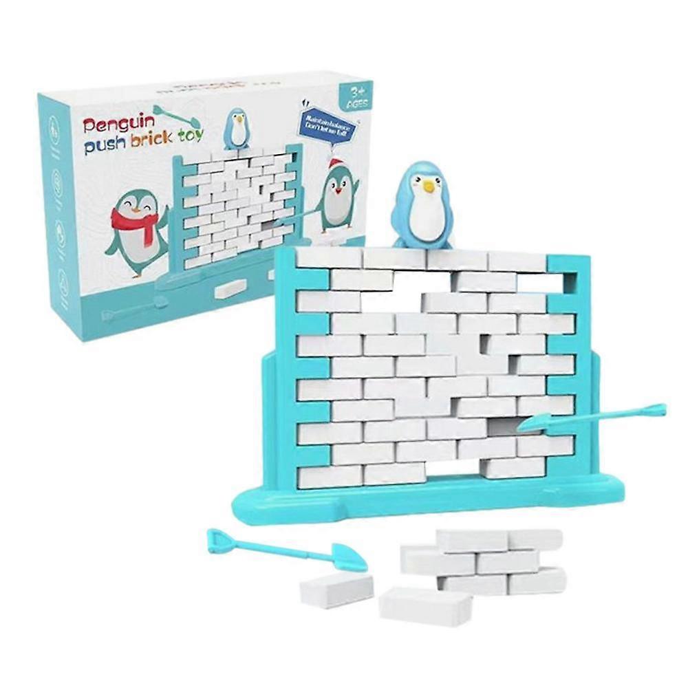 Two Person Wall Building and Pushing Wall Parent-child Interactive Fun Board Game Toys Saving Penguin Children's Puzzle Toys