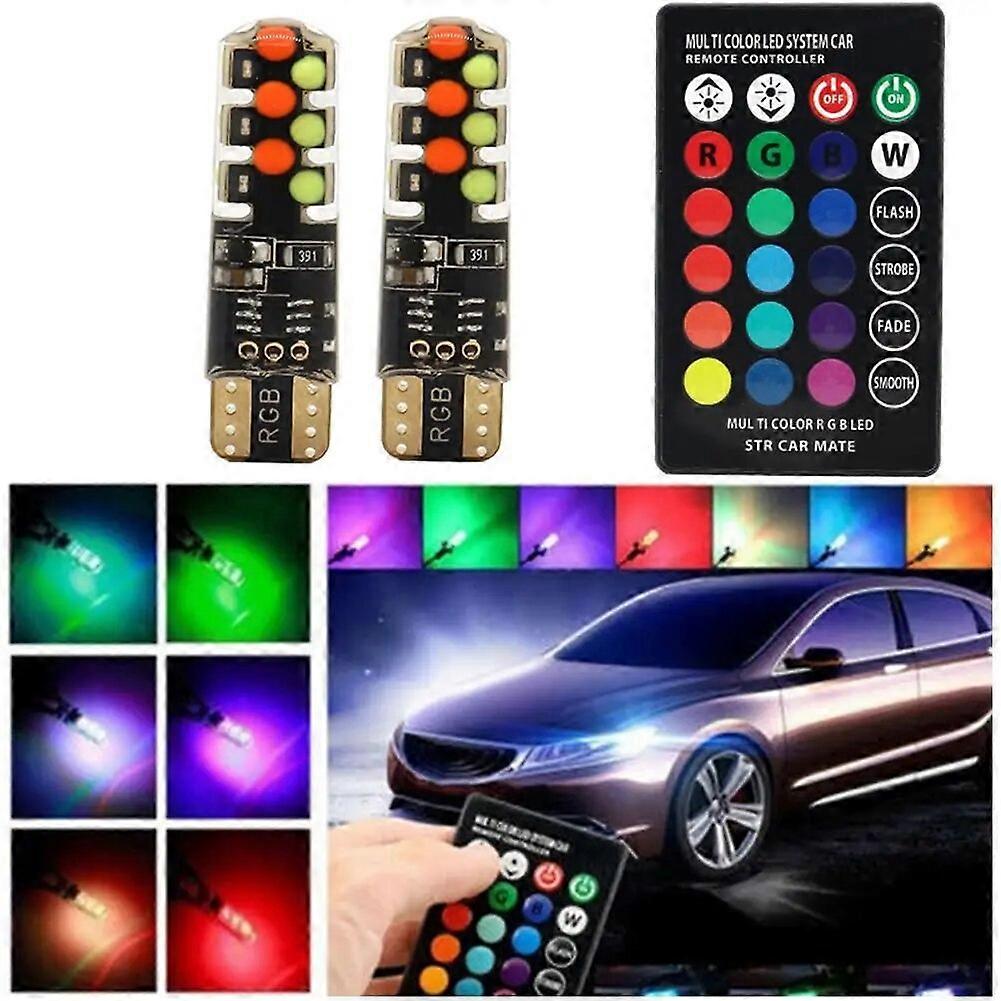LED T10 Rgb Car Clearance Light 12v Rgbw Cob Led Auto Atmosphere Lamp Reading Bulb With Remote Control Car Accessories